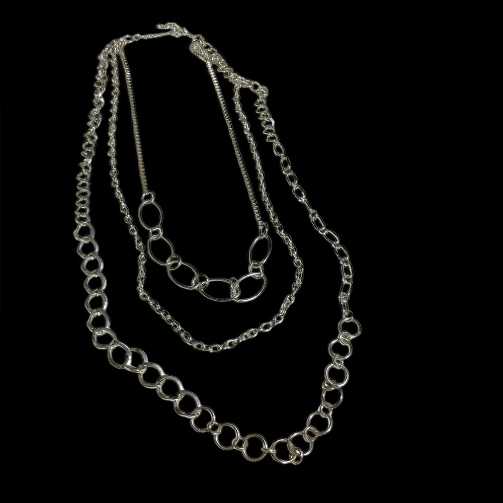 Layered Silver-Tone Multi Chain Necklace - Women's Fashion Jewelry